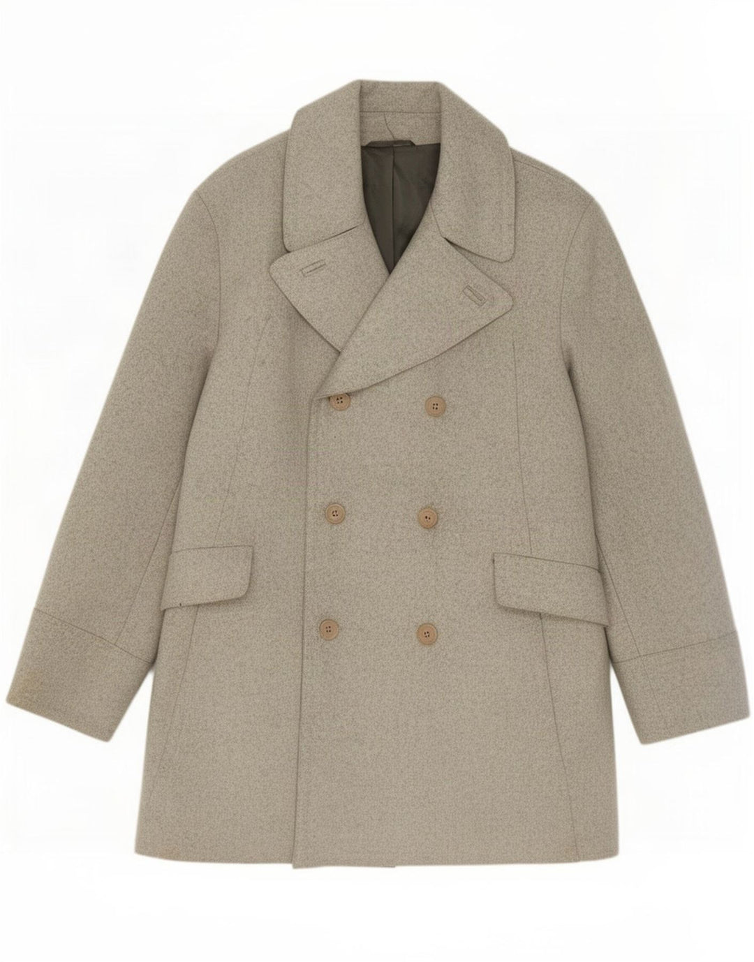 French Connection Abrigo cruzado para hombre UK 40 Large Lana gris
