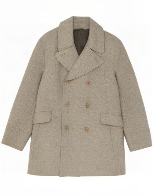 French Connection Abrigo cruzado para hombre UK 40 Large Lana gris