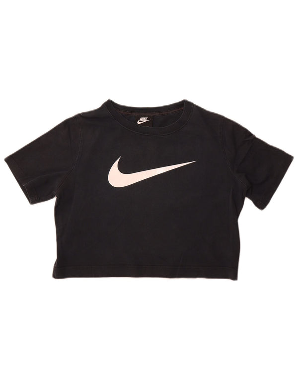 Nike - Camiseta corta con gráfico para mujer, talla 40, talla M, algodón negro