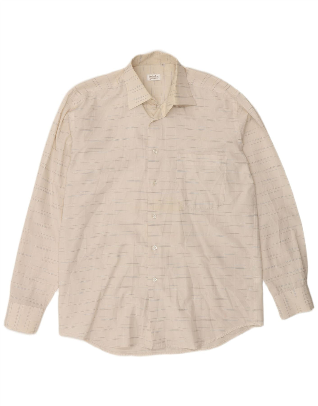 Camisa vintage para hombre de algodón a rayas blancas medianas