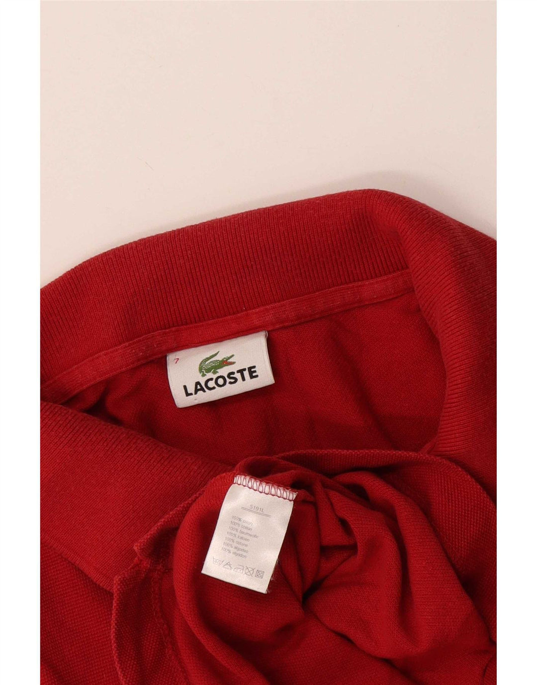 Polo Lacoste para hombre talla 7 2XL algodón rojo