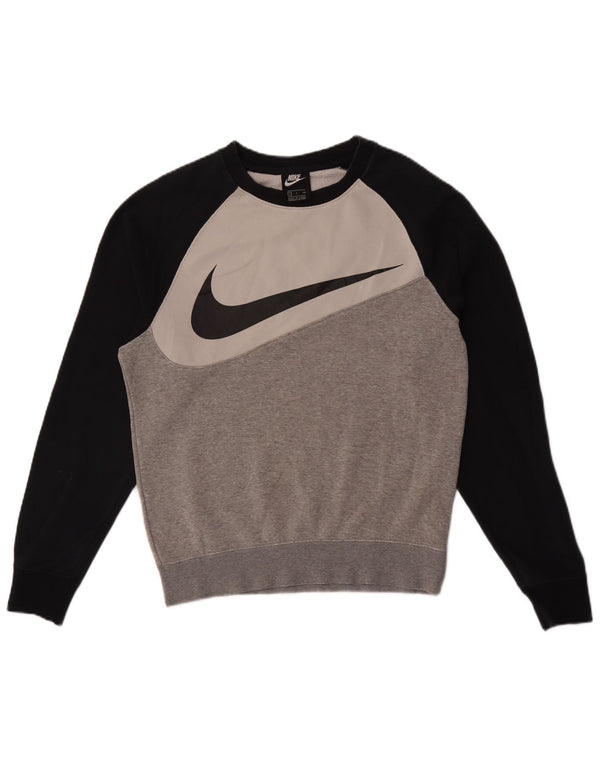 Nike Mens Graphic Sweatshirt Jumper Small Grey Colourblock Cotton