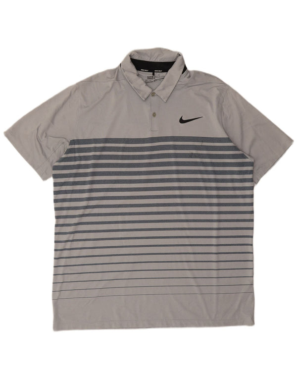 Nike Polo Dri Fit para hombre XL Poliéster a rayas grises