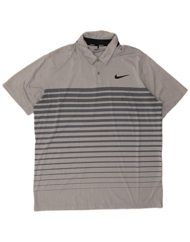 Nike Polo Dri Fit para hombre XL Poliéster a rayas grises