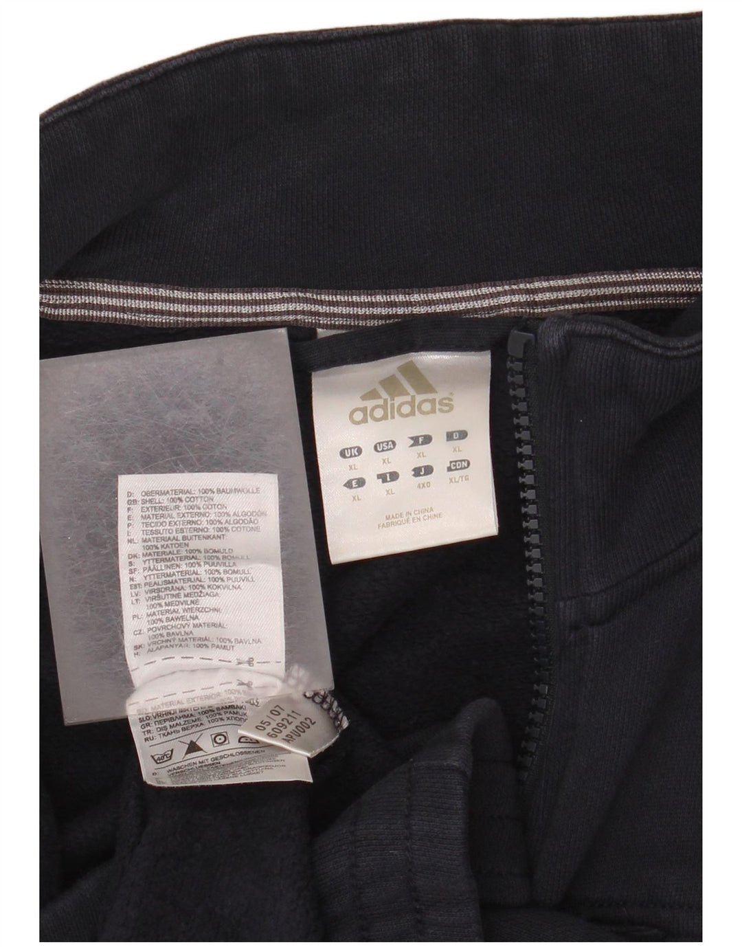 Adidas Hombre Chándal Top Chaqueta XL Azul Marino Algodón