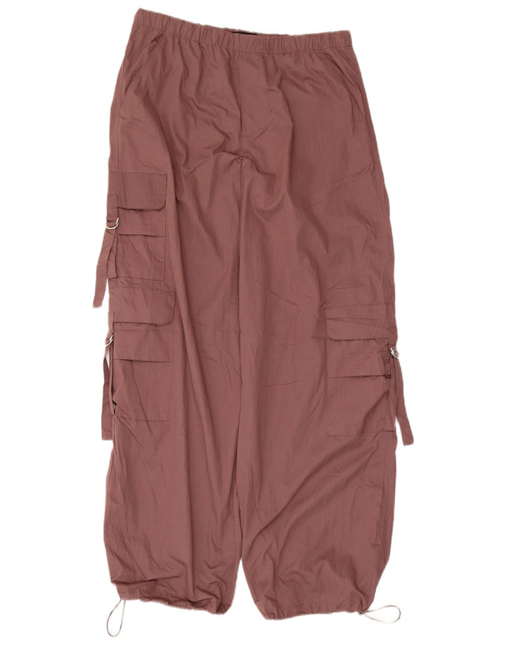 Zara Mujer Pantalón Cargo De Pierna Ancha Mediano W28 L30 Marrón Poliéster