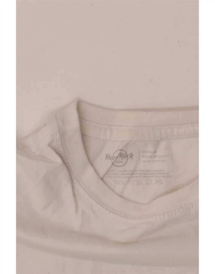 Hard Rock Cafe Mens Cairo Graphic Camiseta Top Medio Algodón Blanco