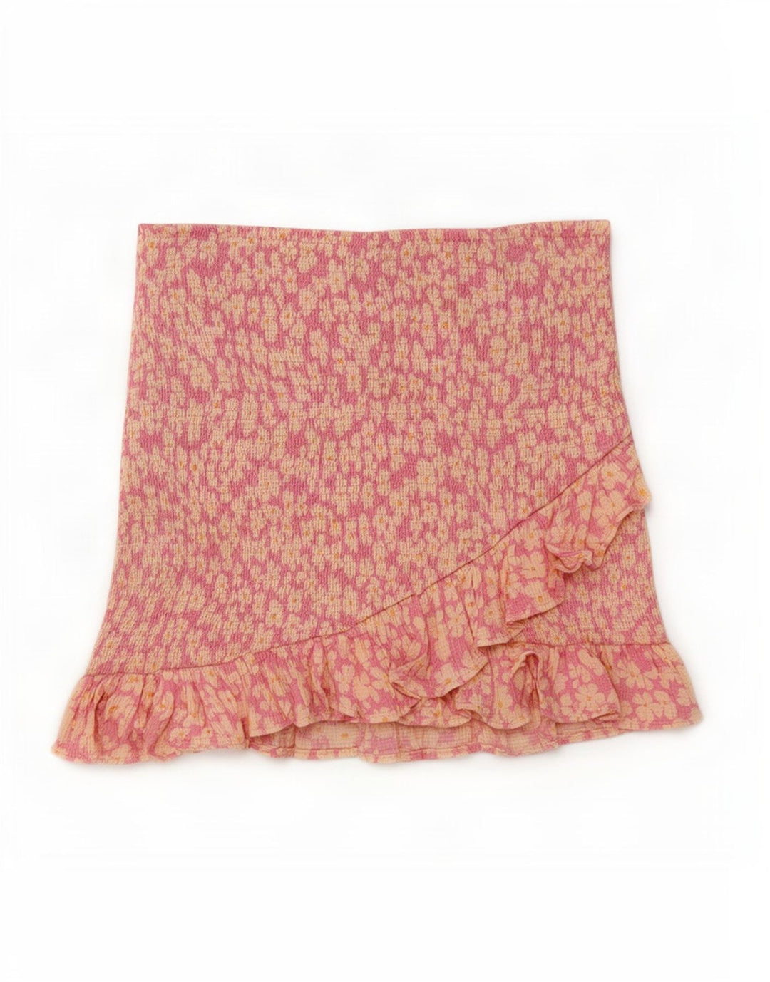 Zara Mujer Mini Falda Con Volantes Pequeña W26 Rosa Floral