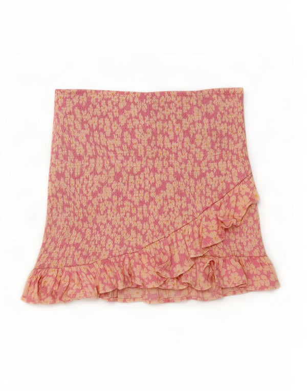 Zara Mujer Mini Falda Con Volantes Pequeña W26 Rosa Floral