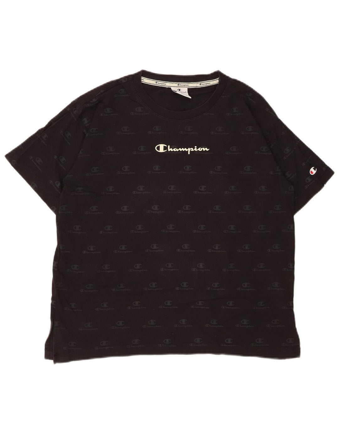 CHAMPION Camiseta gráfica extragrande para mujer Top UK 10 Small Black Cotton