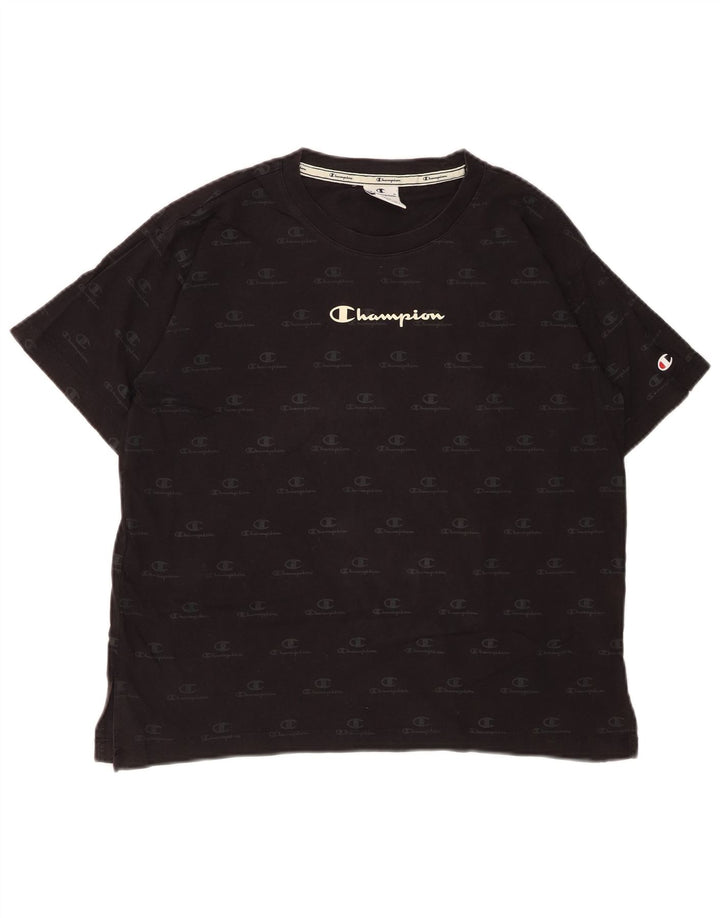 CHAMPION Camiseta gráfica extragrande para mujer Top UK 10 Small Black Cotton