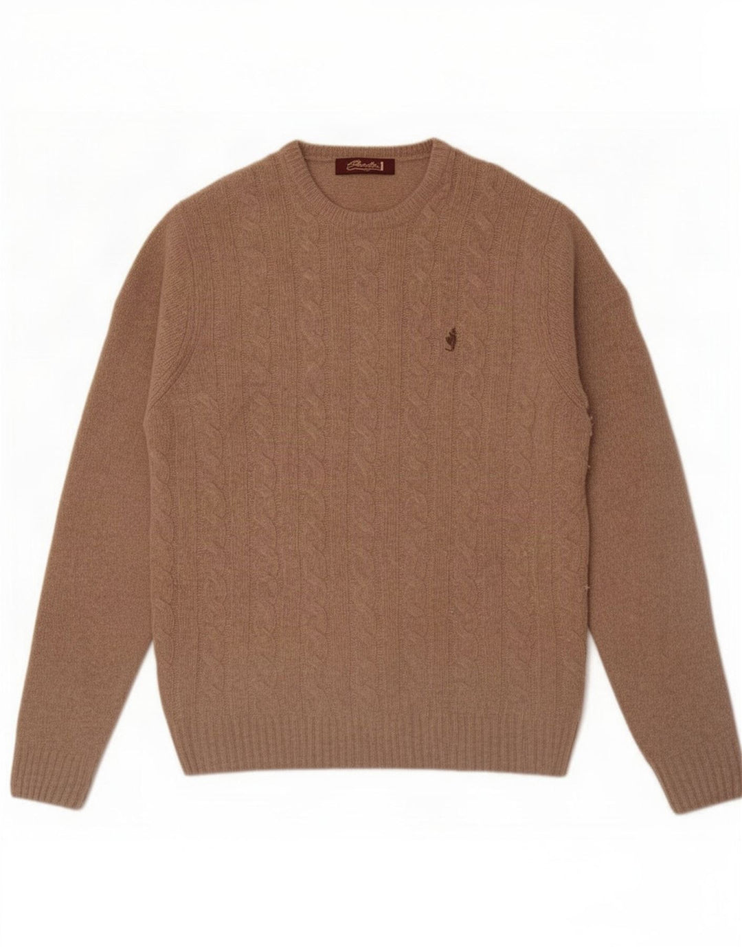 Marlboro Classics - Jersey de cuello redondo para hombre, talla grande, lana de cordero beige