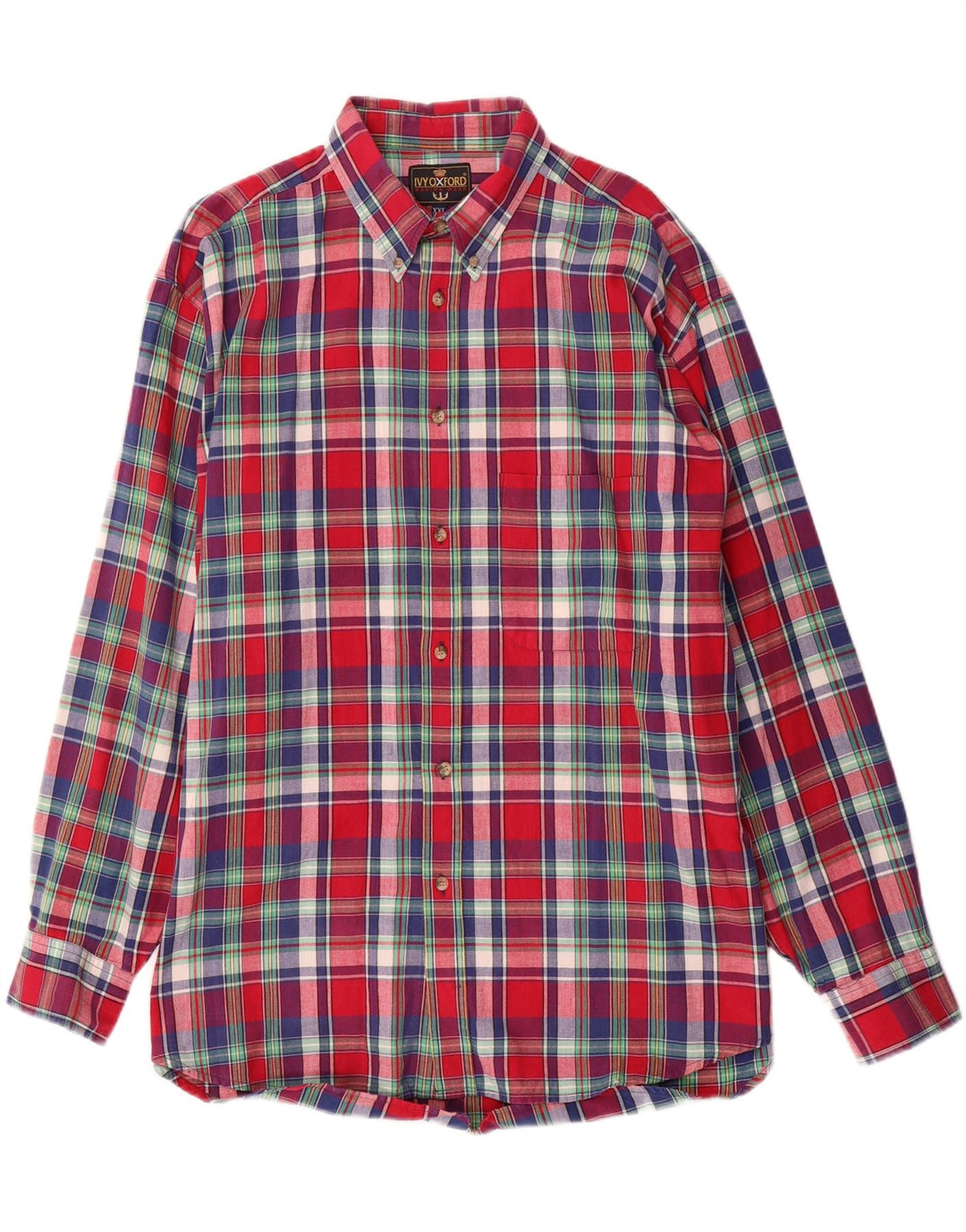 Camisa de hombre Ivy Oxford 2XL Algodón a cuadros multicolor