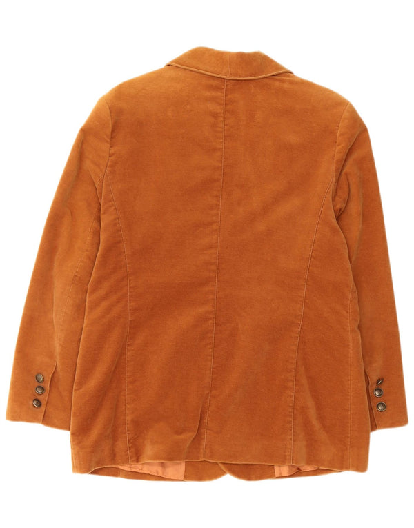 VINTAGE Chaqueta Blazer de doble pecho para mujer Reino Unido 16 Algodón marrón grande
