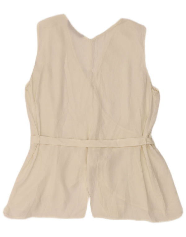 Zara Mujer Blusa Sin Mangas Top UK 40 XL Blanco