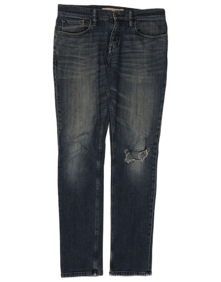 CALVIN KLEIN Vaqueros ajustados desgastados para hombre W32 L34 Algodón azul