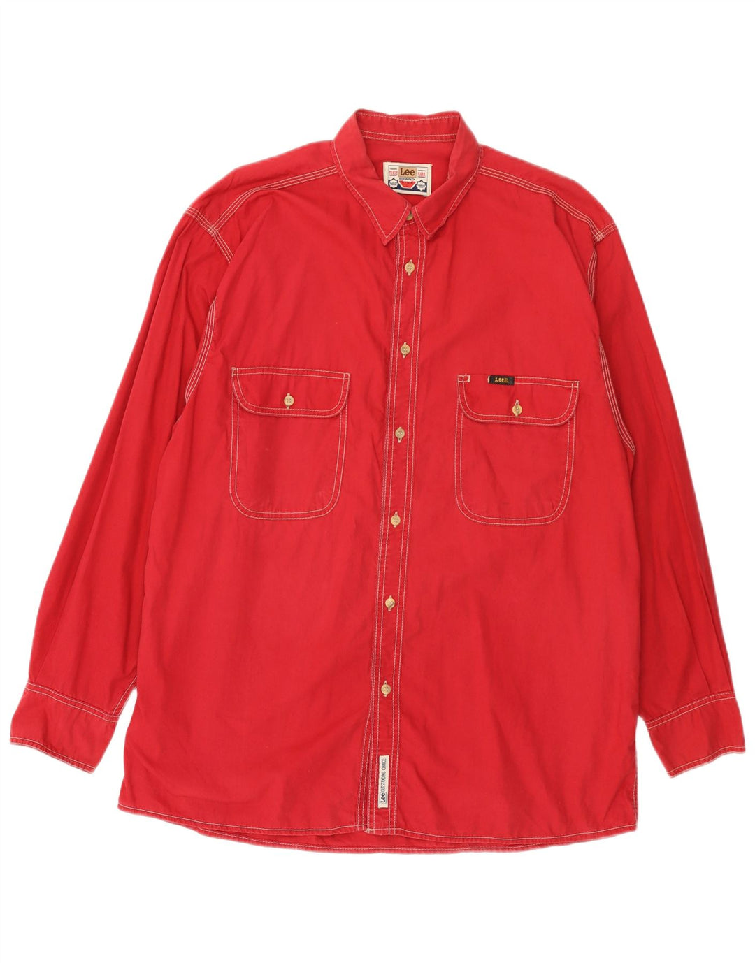 LEE Camisa para hombre grande de algodón rojo