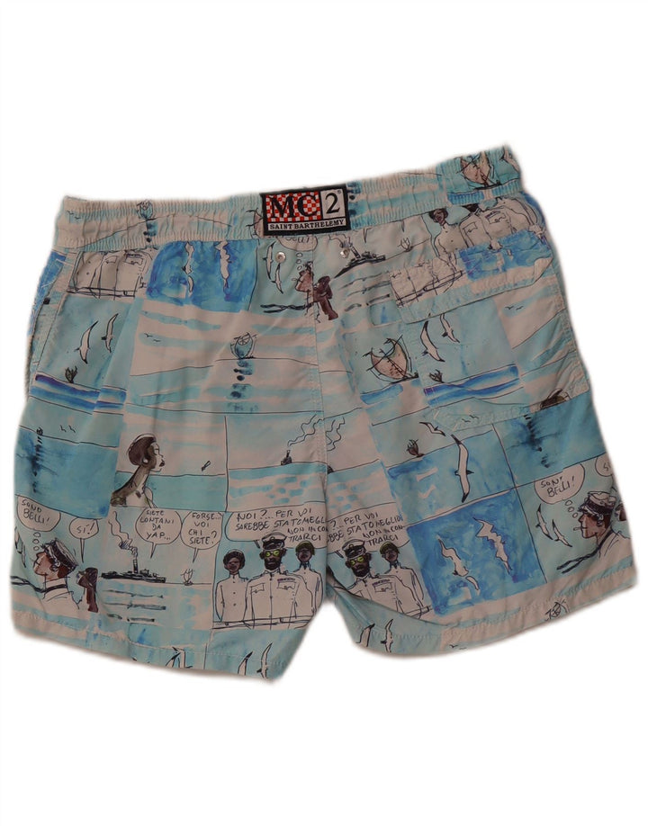 MC2 SAINT BARTH Bañador para hombre con estampado abstracto, talla grande, nailon azul