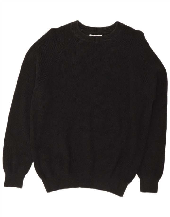 Zara Hombre Jersey Con Cuello Barco Jersey Pequeño Algodón Negro