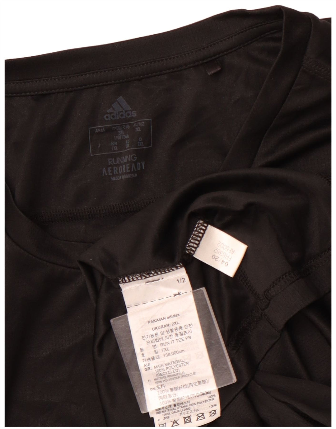 ADIDAS Camiseta de running para hombre Top 2XL Negro Poliéster Deportes