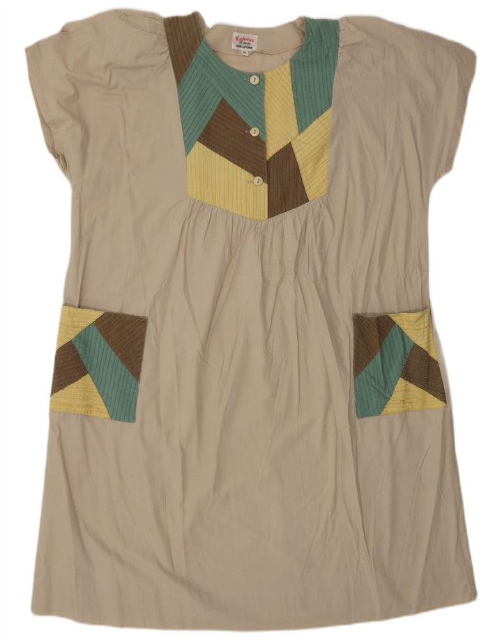 Capricci By Marcell Vestido de tienda para mujer UK 44 Algodón patchwork beige mediano