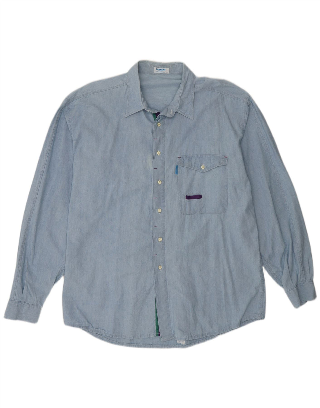 Camisa Carrera Hombre XL Algodón Azul