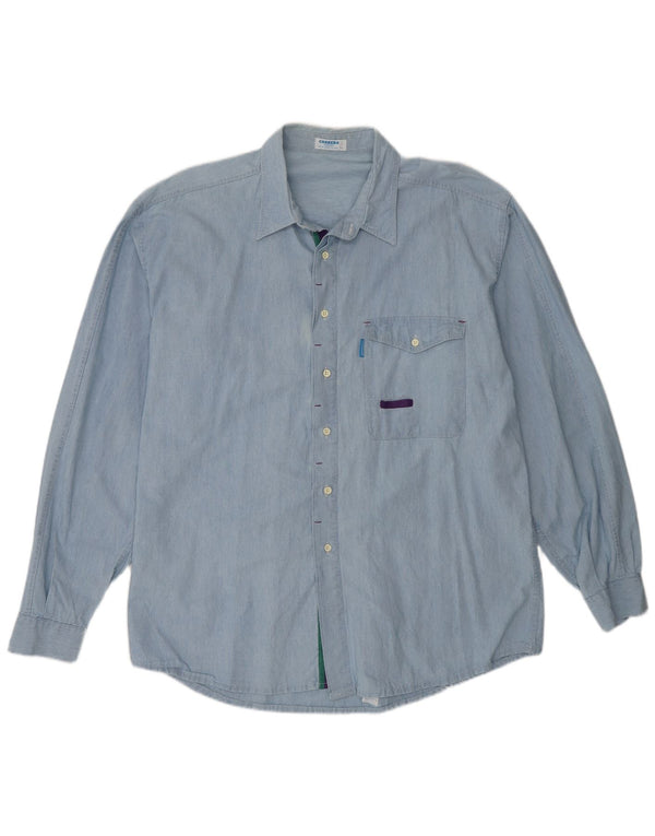 Camisa Carrera Hombre XL Algodón Azul