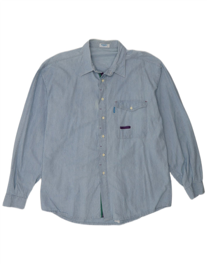 Camisa Carrera Hombre XL Algodón Azul