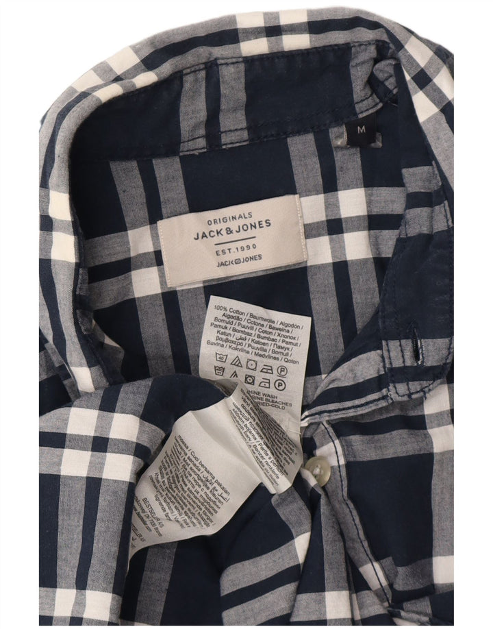 Jack & Jones Hombre Camisa Manga Corta Medium Azul Marino Cuadros Algodón