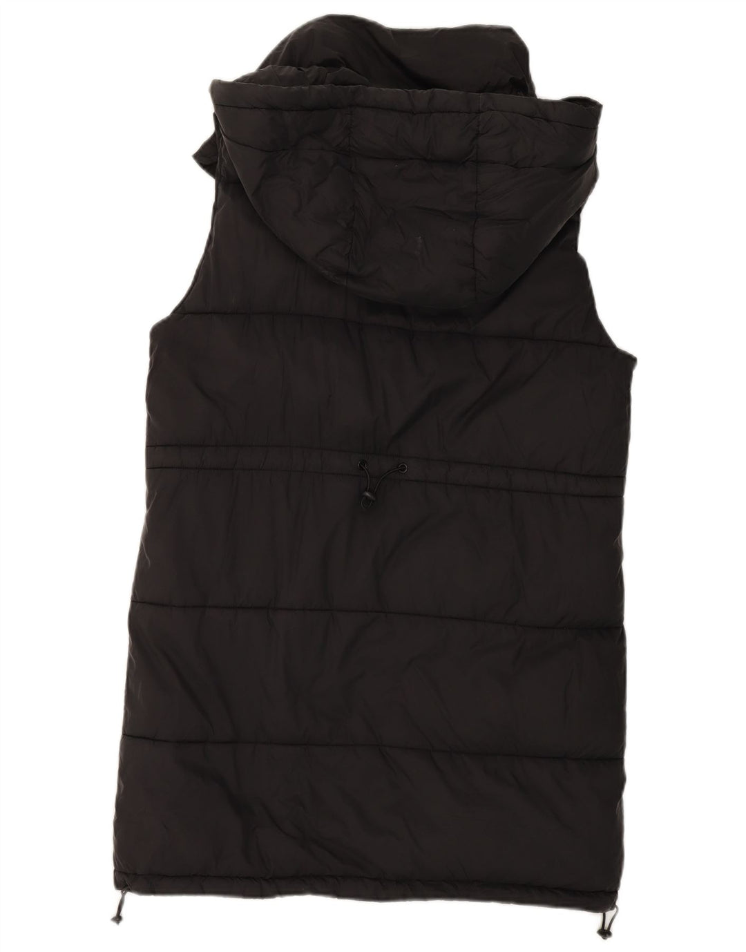 Zara Mujer Chaleco Acolchado Extragrande Con Capucha UK 10 Small Poliéster Negro
