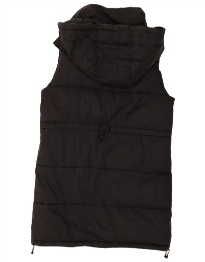 Zara Mujer Chaleco Acolchado Extragrande Con Capucha UK 10 Small Poliéster Negro