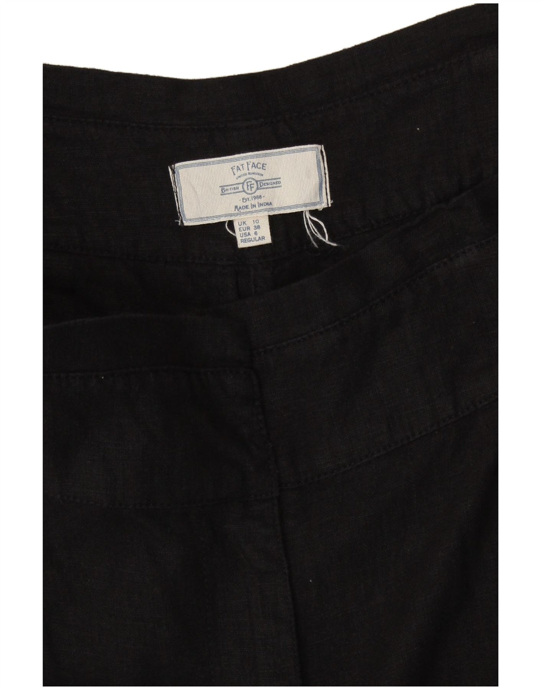 FAT FACE Pantalones capri de pierna ancha para mujer UK 10 Small W30 L23 Black Linen