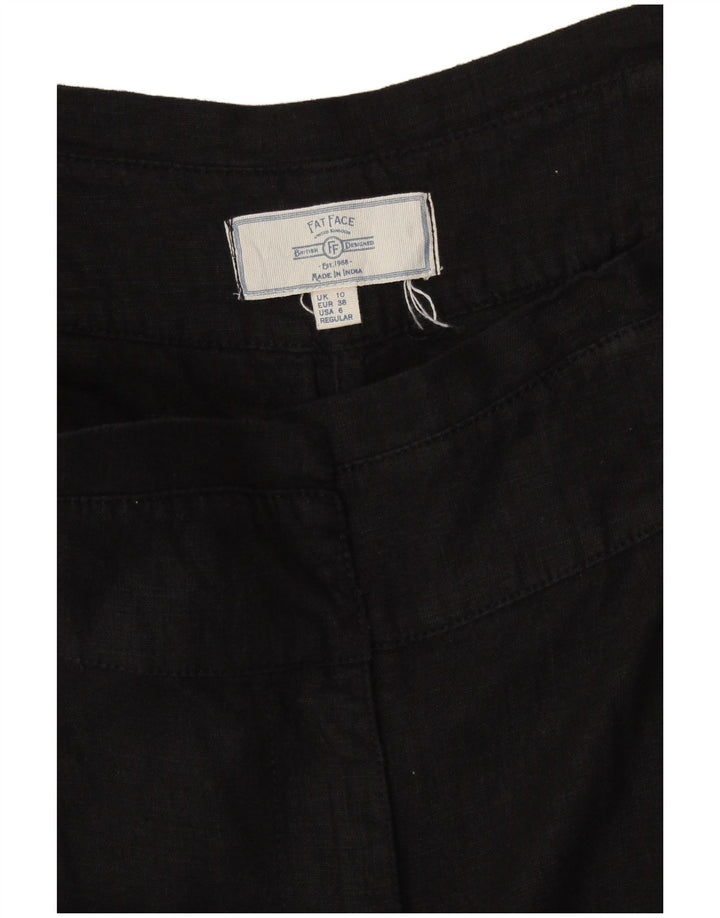 FAT FACE Pantalones capri de pierna ancha para mujer UK 10 Small W30 L23 Black Linen