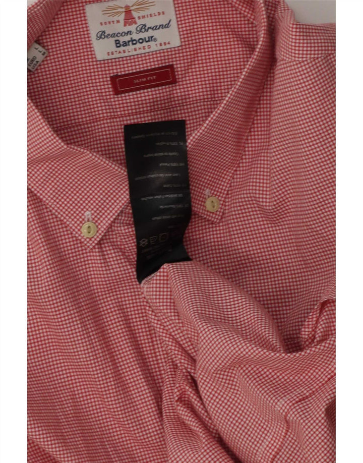 Camisa Barbour Hombre Slim Fit Algodón A Cuadros Rojo Grande