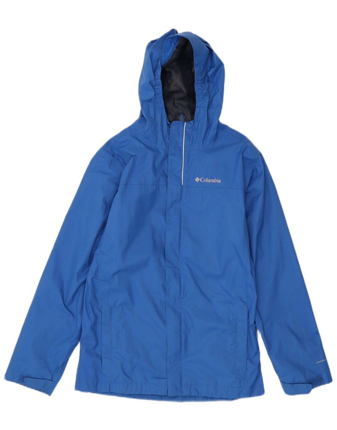 Columbia Chaqueta impermeable con capucha Omni-Tech para niños 14-15 años Grande Nylon azul