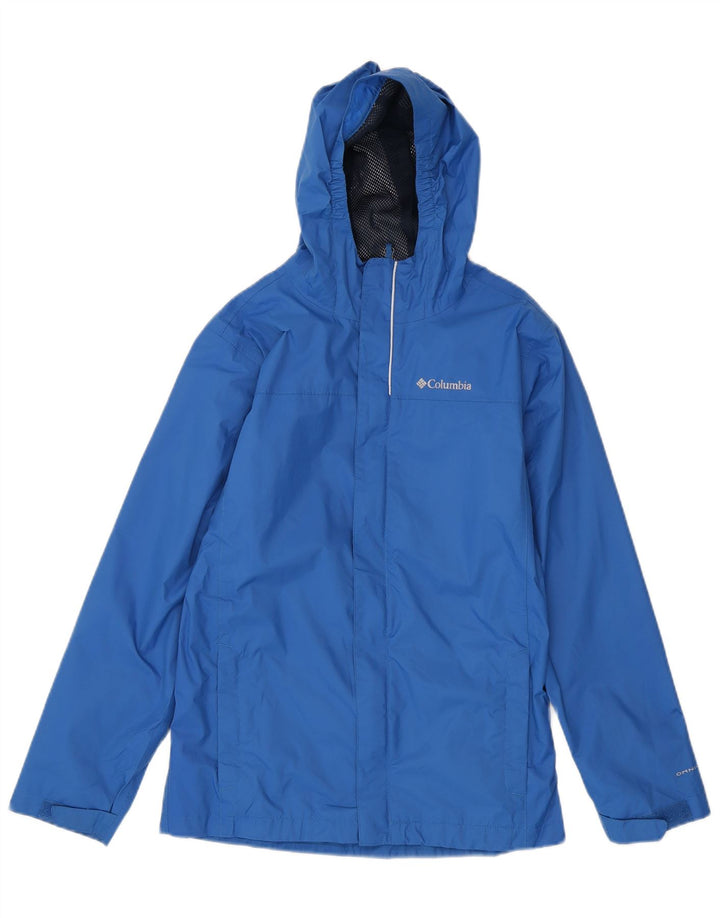 Columbia Chaqueta impermeable con capucha Omni-Tech para niños 14-15 años Grande Nylon azul