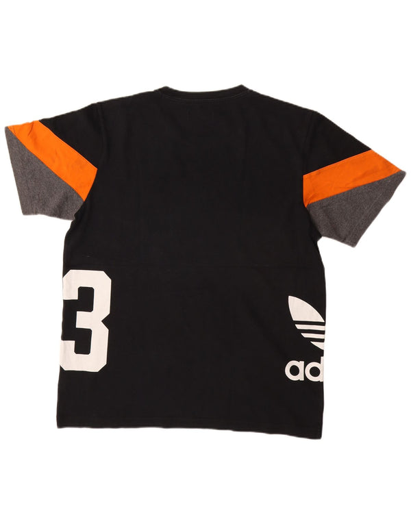 Adidas Hombre Camiseta Gráfica Top Grande Negro Colorblock Algodón