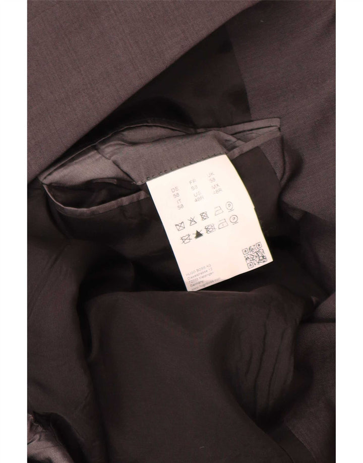 Hugo Boss Chaqueta tipo blazer de 2 botones para hombre EU 58 4XL Clásico de lana virgen gris