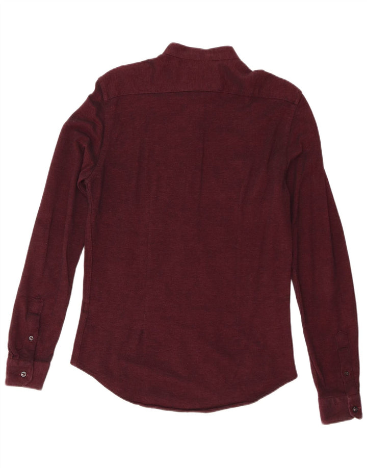 Zara Hombre Camisa Slim Fit Pequeña Granate