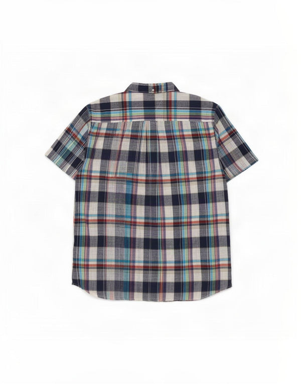 Camisa Tommy Hilfiger Hombre Manga Corta XL Azul Marino Cuadros Algodón