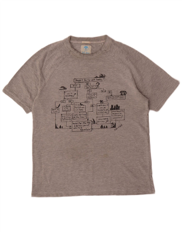 Camiseta con estampado gráfico de Fat Face para hombre, talla pequeña, gris