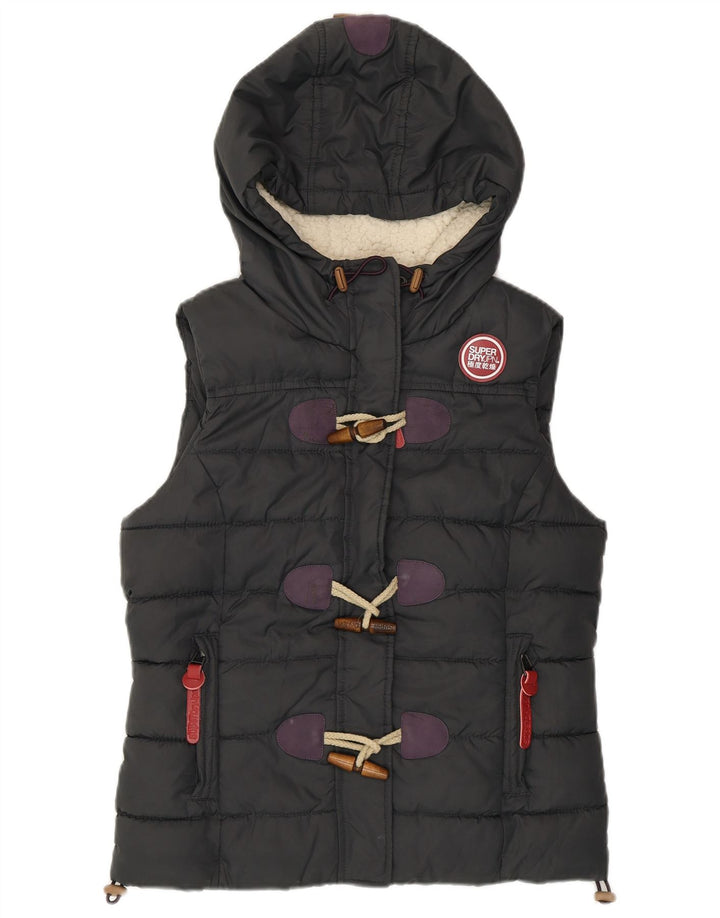 SUPERDRY Chaleco acolchado con capucha para mujer UK 44 Poliéster gris medio
