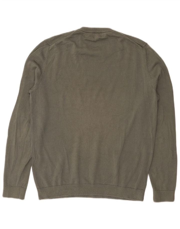 Jersey Reiss Hombre con cuello redondo y cuello redondo de algodón caqui medio