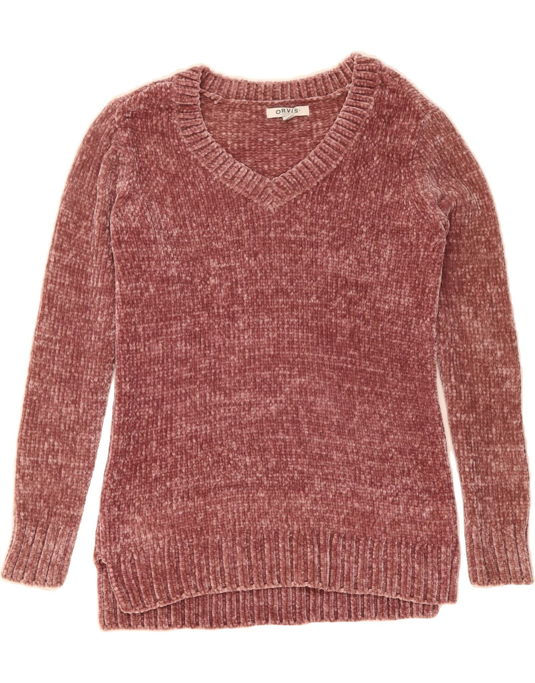 ORVIS Womens V-Neck Jumper Sweater UK 10 Small Burgundy Polyester Vintage Orvis and Second-Hand Orvis from Messina Hembry 