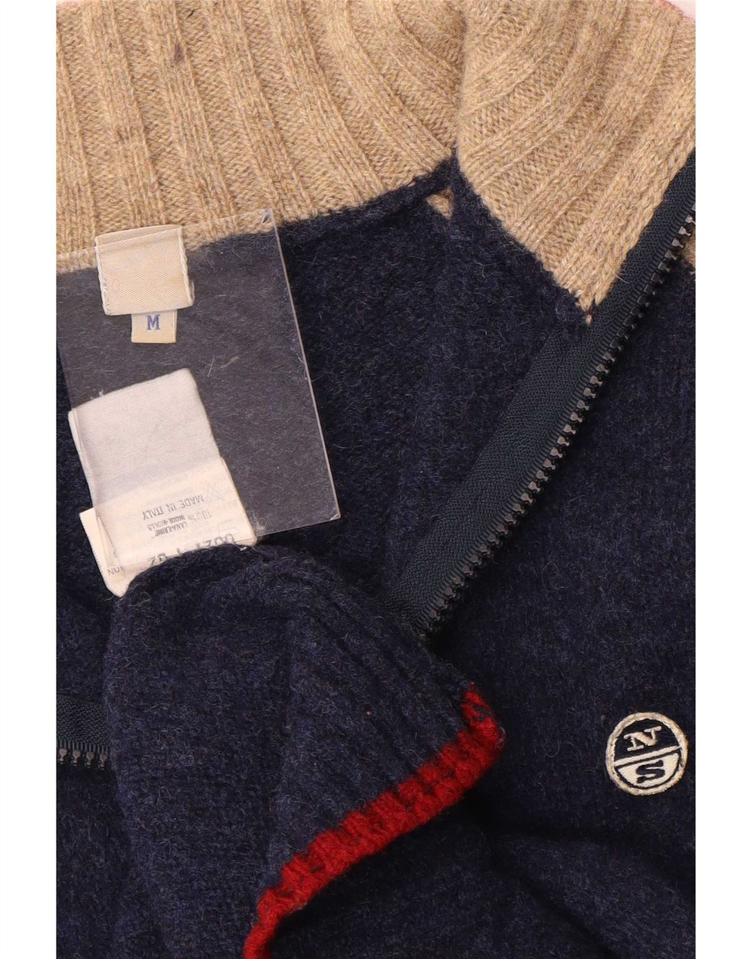 Jersey North Sails Hombre Con Cremallera Y Cuello En Lana Color Block Azul Marino Medio