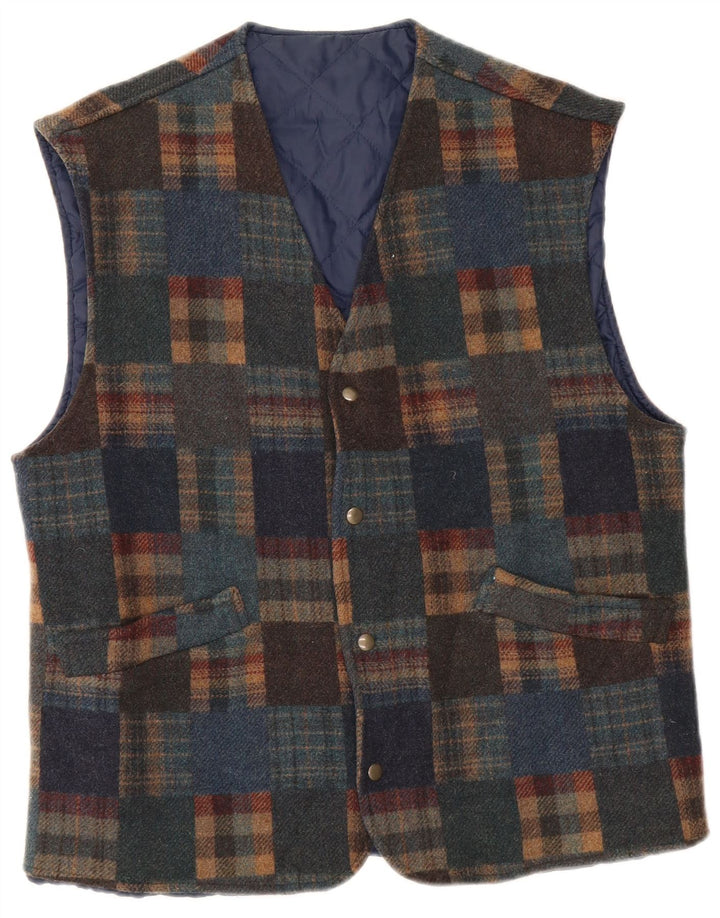 Chaleco vintage para hombre IT 48 Lana mediana a cuadros multicolor