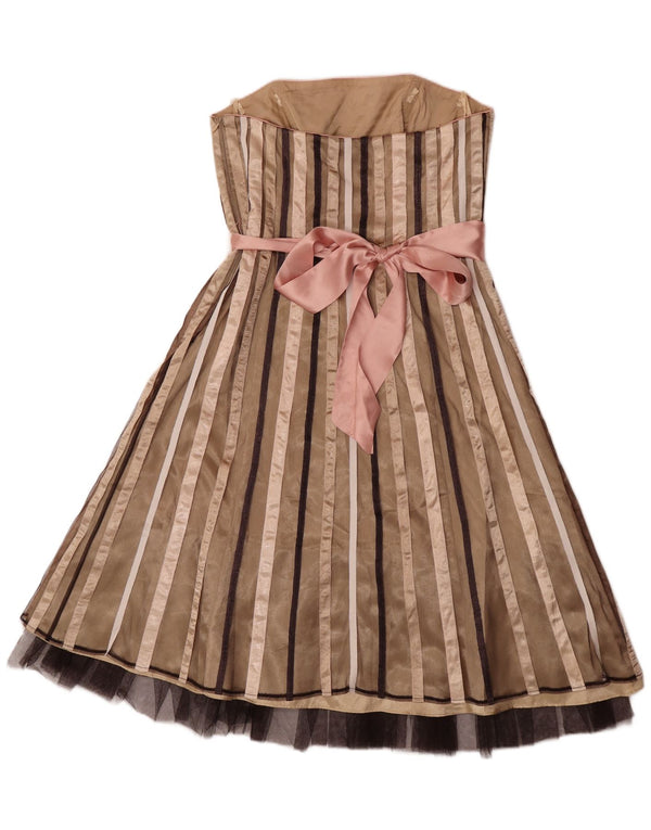 Vestido sin tirantes para mujer Debut UK 42 Medium Beige Nylon a rayas