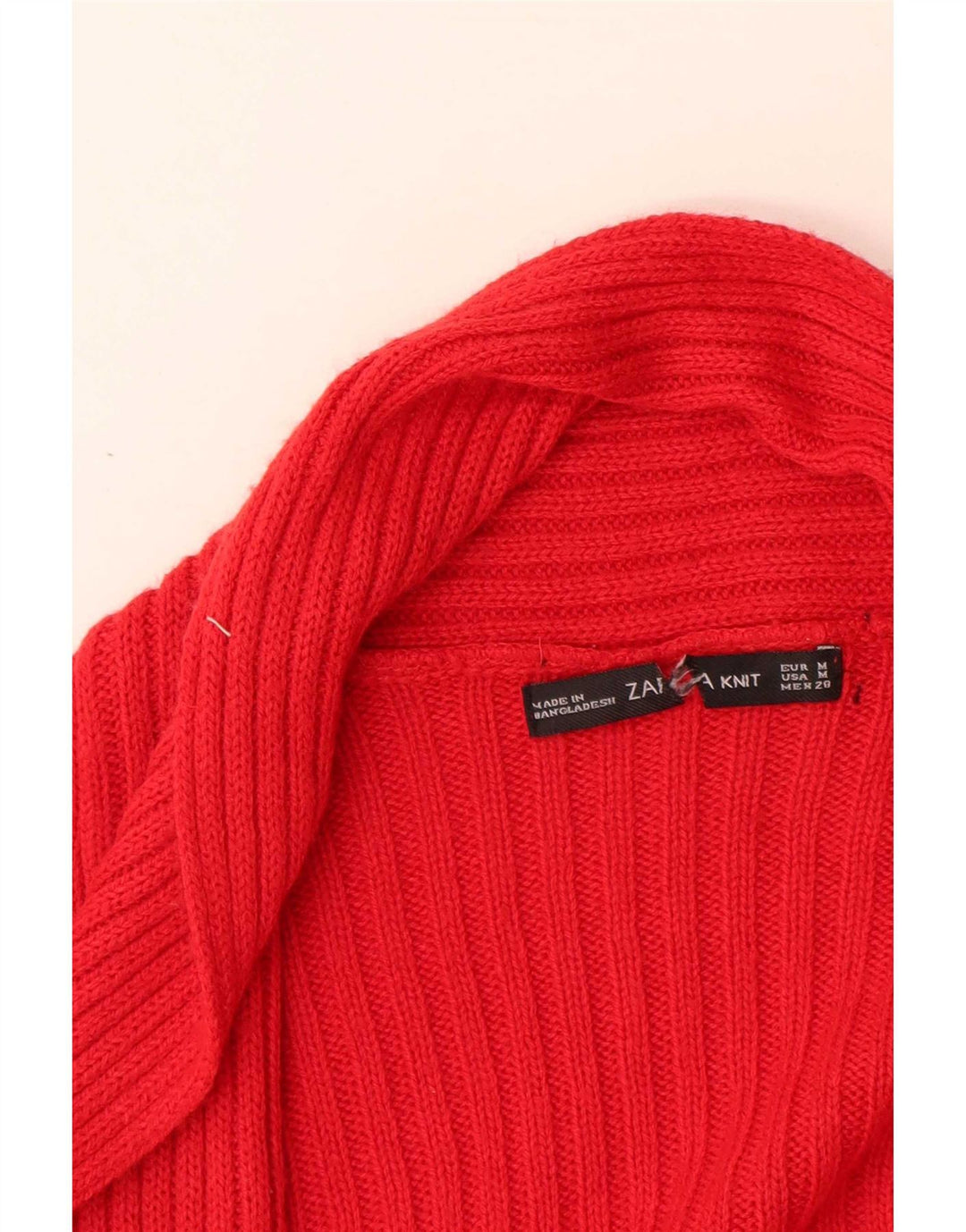 Zara Mujer Cárdigan Suéter Reino Unido 12 Medio Rojo Acrílico