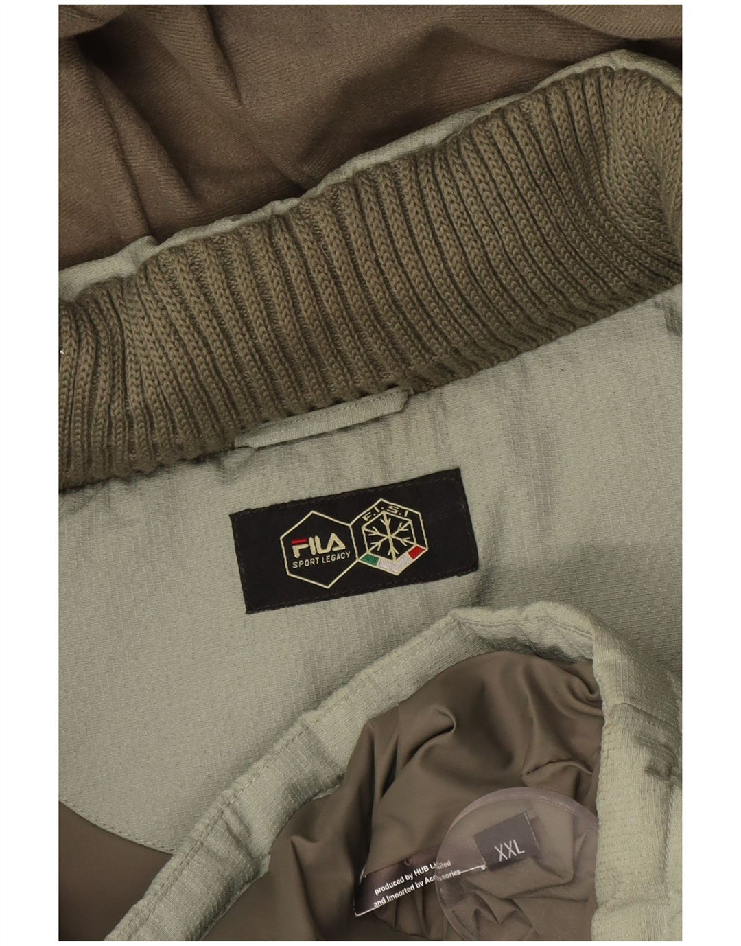 Fila Chaqueta acolchada con capucha para hombre UK 44 2XL Verde Colorblock