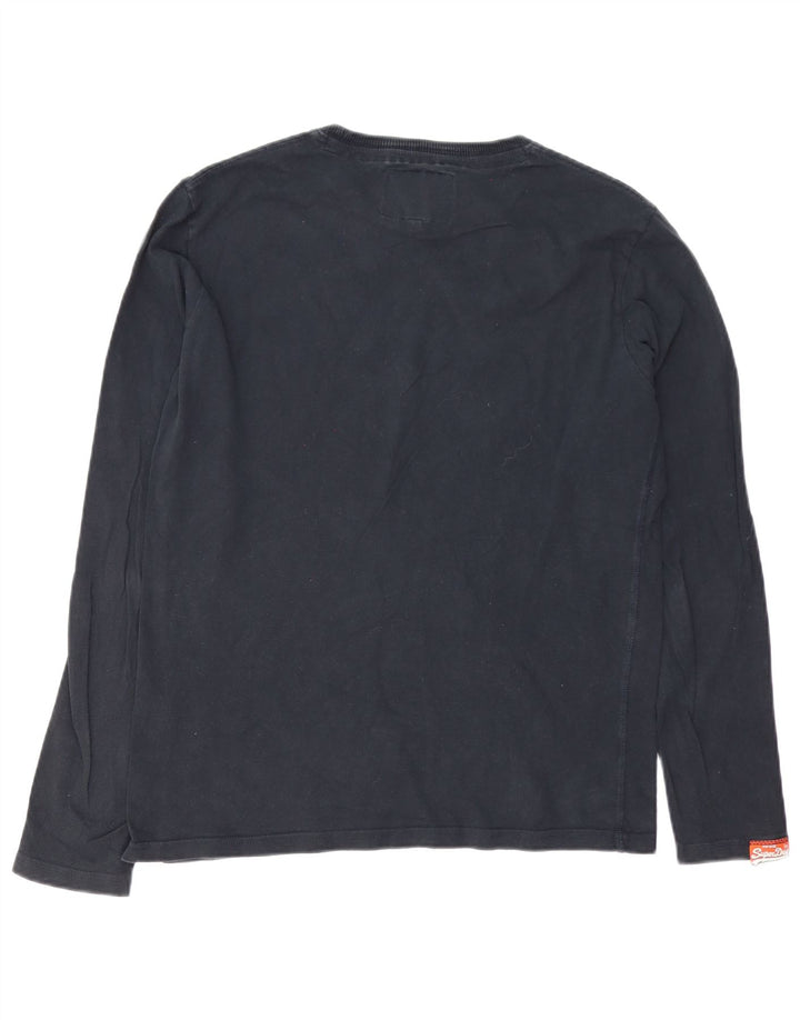 Superdry Top gráfico de manga larga de algodón negro grande para hombre